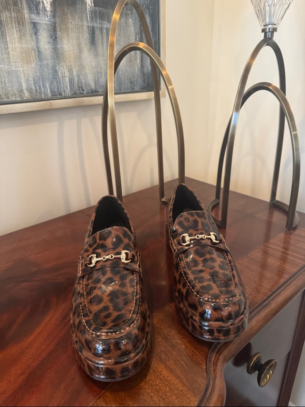 Coconuts by Matisse Leopard Print Loafers with Gold Bit